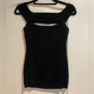 Bailey 44 black top with cut-outs and an off-the-shoulder design
